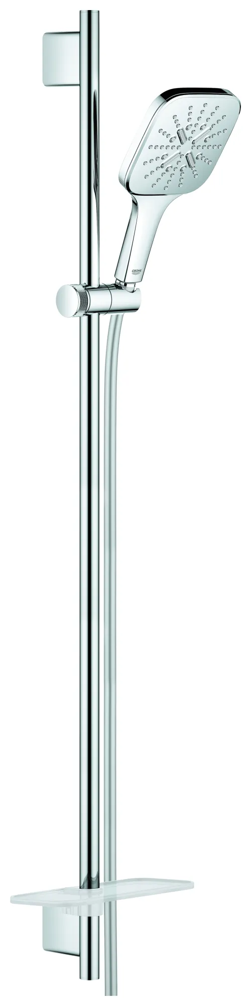 Brausestangenset Rainshower SmartActive 130 Cube 26586, 3 Strahlarten, Brausestange 900 mm, Brauseschlauch Silverflex 1.750 mm, Ablage, chrom Brausestangenset Rainshower SmartActive 130 Cube 26586, 3 Strahlarten, Brausestange 900 mm, Brauseschlauch Silverflex 1.750 mm, Ablage, chrom