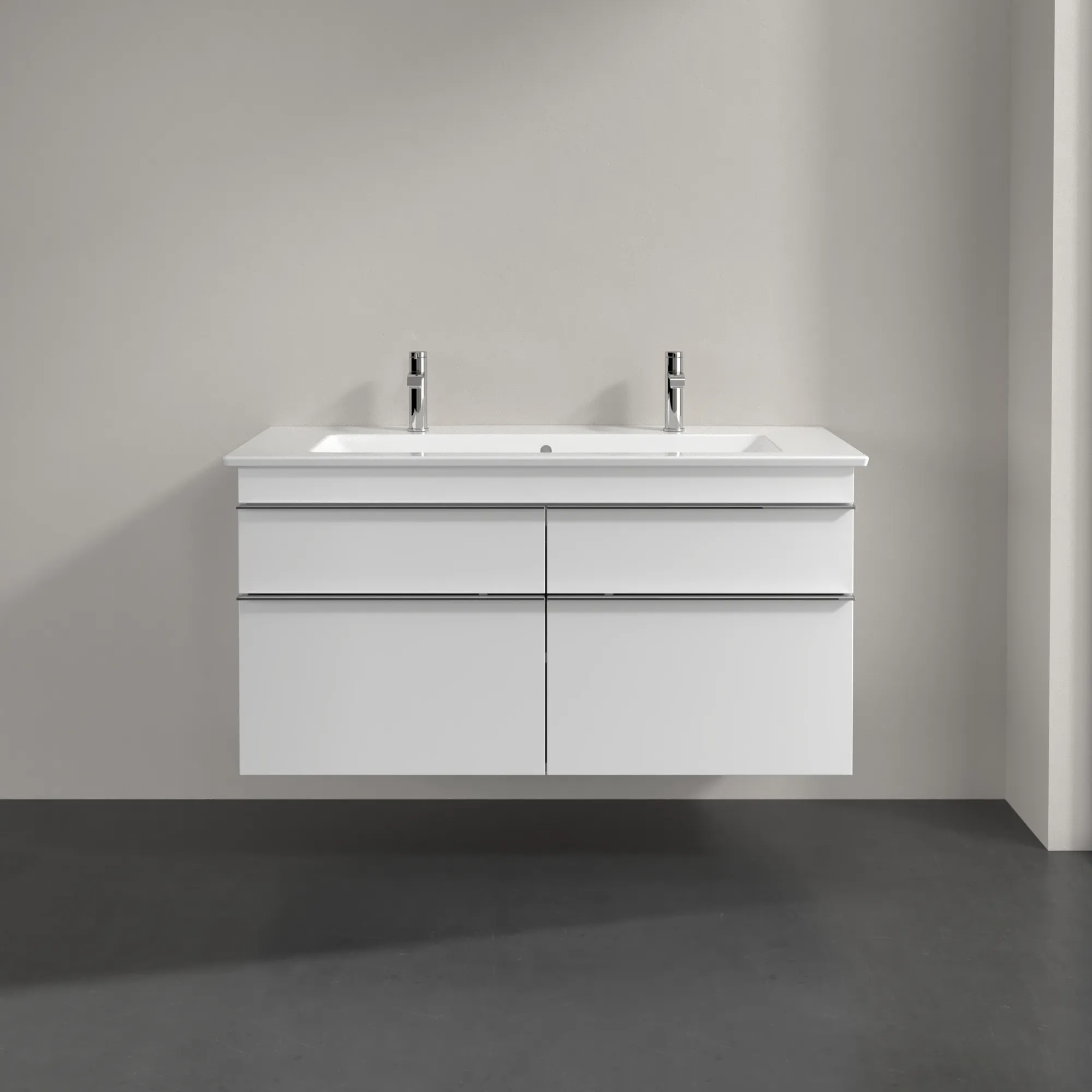Villeroy & Boch Waschtischunterschrank „Venticello“ für Schrank-Doppelwaschtisch 1153 × 590 × 502 mm Glossy White, für Becken mittig Villeroy & Boch Waschtischunterschrank „Venticello“ für Schrank-Doppelwaschtisch 1153 × 590 × 502 mm Glossy White, für Becken mittig