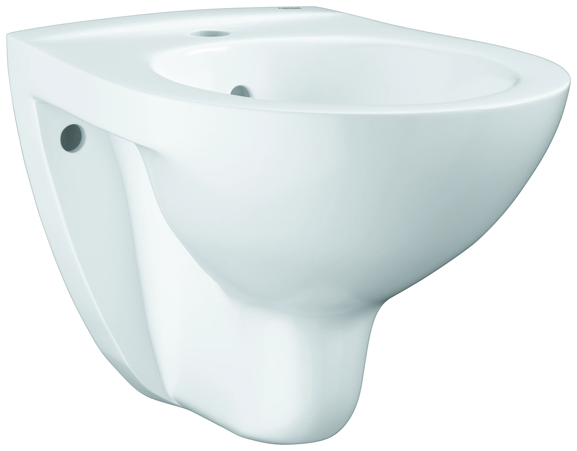 Wandbidet Bau Keramik 39433, 1 Hahnloch, mit Überlauf, aus Sanitärkeramik, alpinweiß