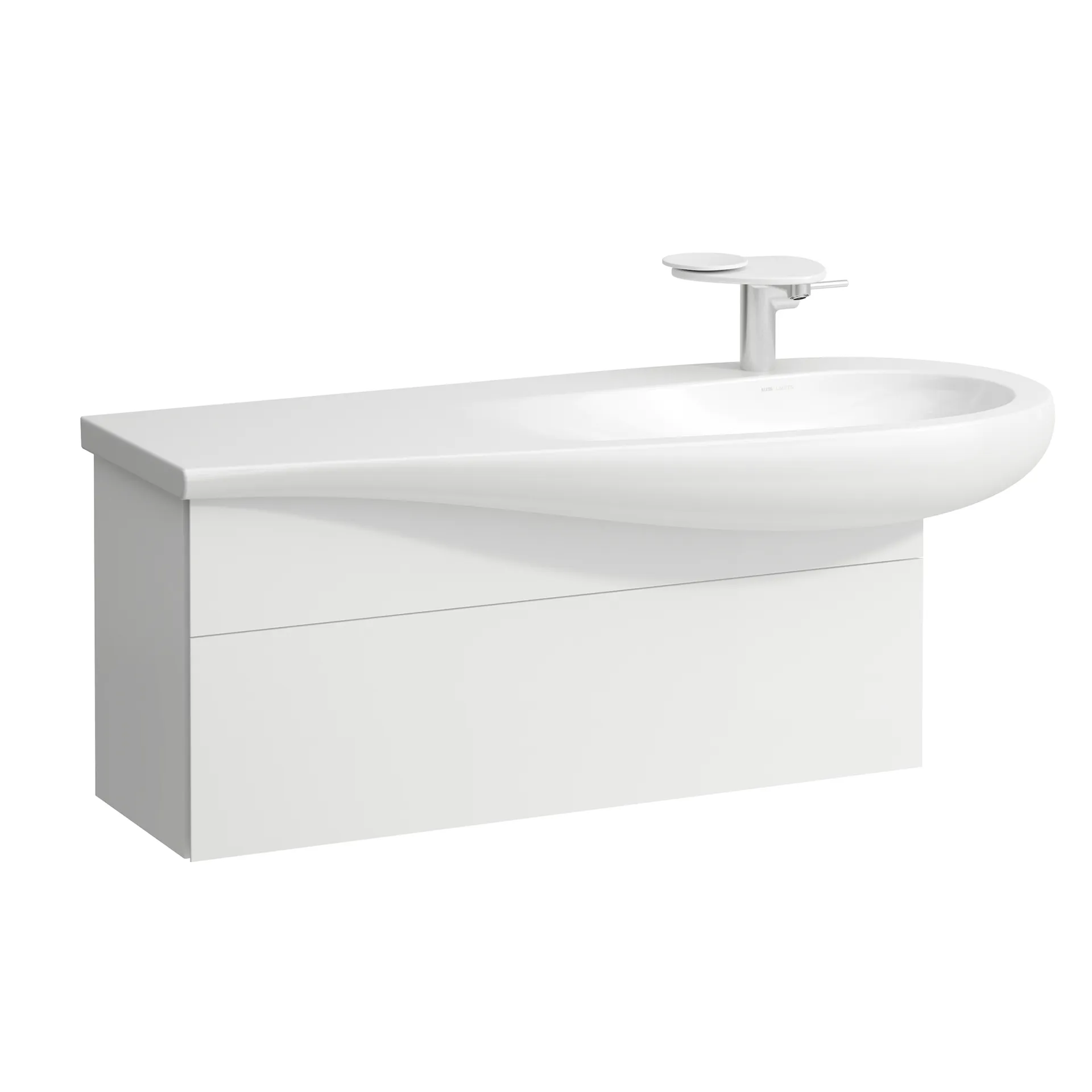 Waschtischunterbau, ILBAGNOALESSI, 321x994x442, 1 Schublade, integrierte, versteckte Griffe seitlich, Vollauszug, Soft-Close, Siphonausschnitt rechts, passend zu Waschtisch H814974, Weiß matt Waschtischunterbau, ILBAGNOALESSI, 321x994x442, 1 Schublade, integrierte, versteckte Griffe seitlich, Vollauszug, Soft-Close, Siphonausschnitt rechts, passend zu Waschtisch H814974, Weiß matt