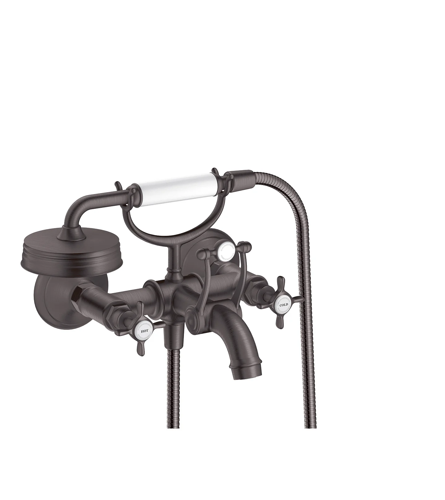 Hansgrohe AXOR Montreux 2-Griff Wannenarmatur Aufputz, Brushed Black Chrome, Ausladung 224 mm, Stichmaß 170 ±32 mm