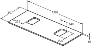 Waschtischplatte i.life B je ein Ausschnitt rechts und links für zwei Schalen 1202x507x18mm Weiß matt Waschtischplatte i.life B je ein Ausschnitt rechts und links für zwei Schalen 1202x507x18mm Weiß matt