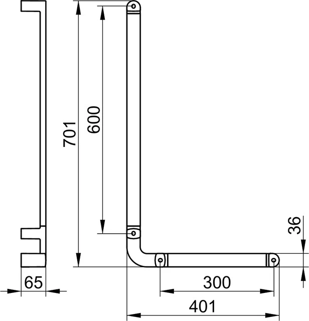 KEUCO Winkelgriff „Elegance“ 401 × 701 mm Ausführung rechts, in Verchromt KEUCO Winkelgriff „Elegance“ 401 × 701 mm Ausführung rechts, in Verchromt