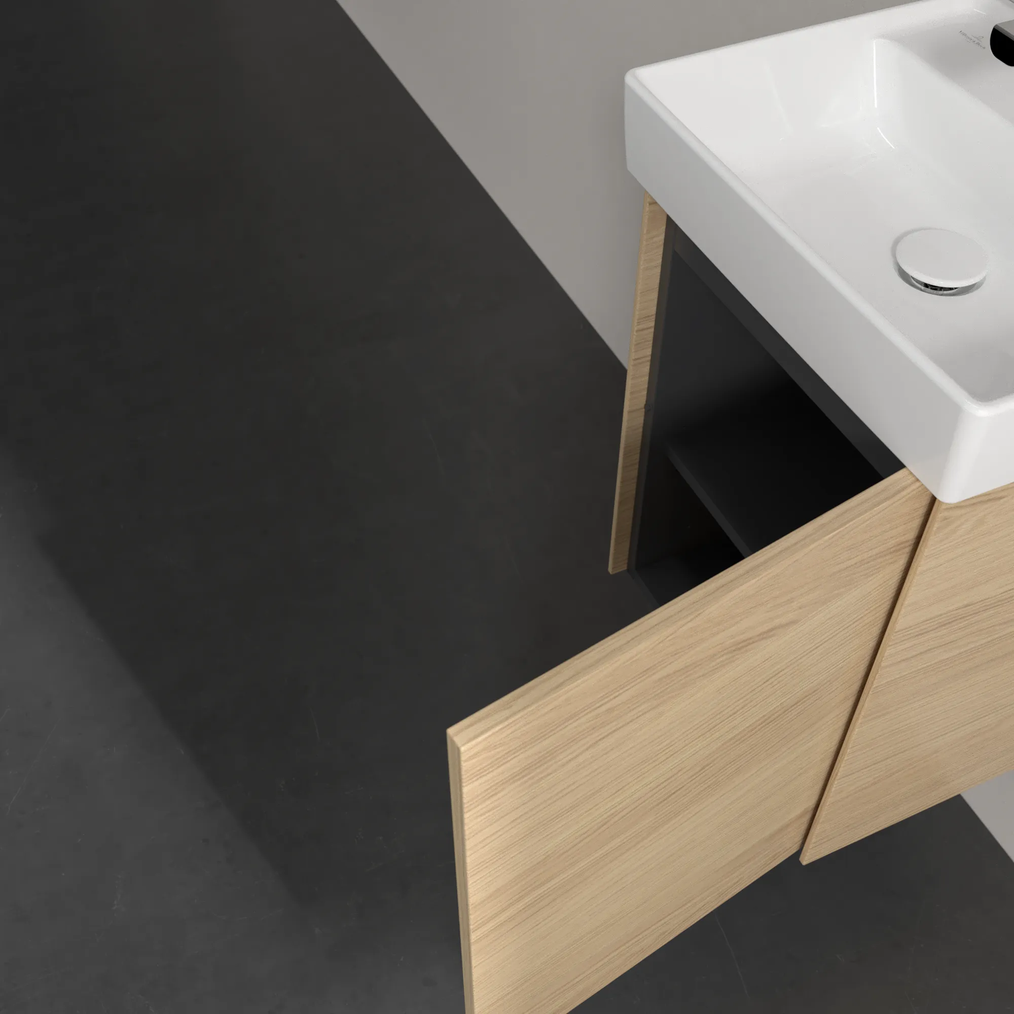 Villeroy & Boch Collaro Waschbeckenunterschrank 410 x 546 x 344 mm, Holz, Eckig, Waschbecken mittig