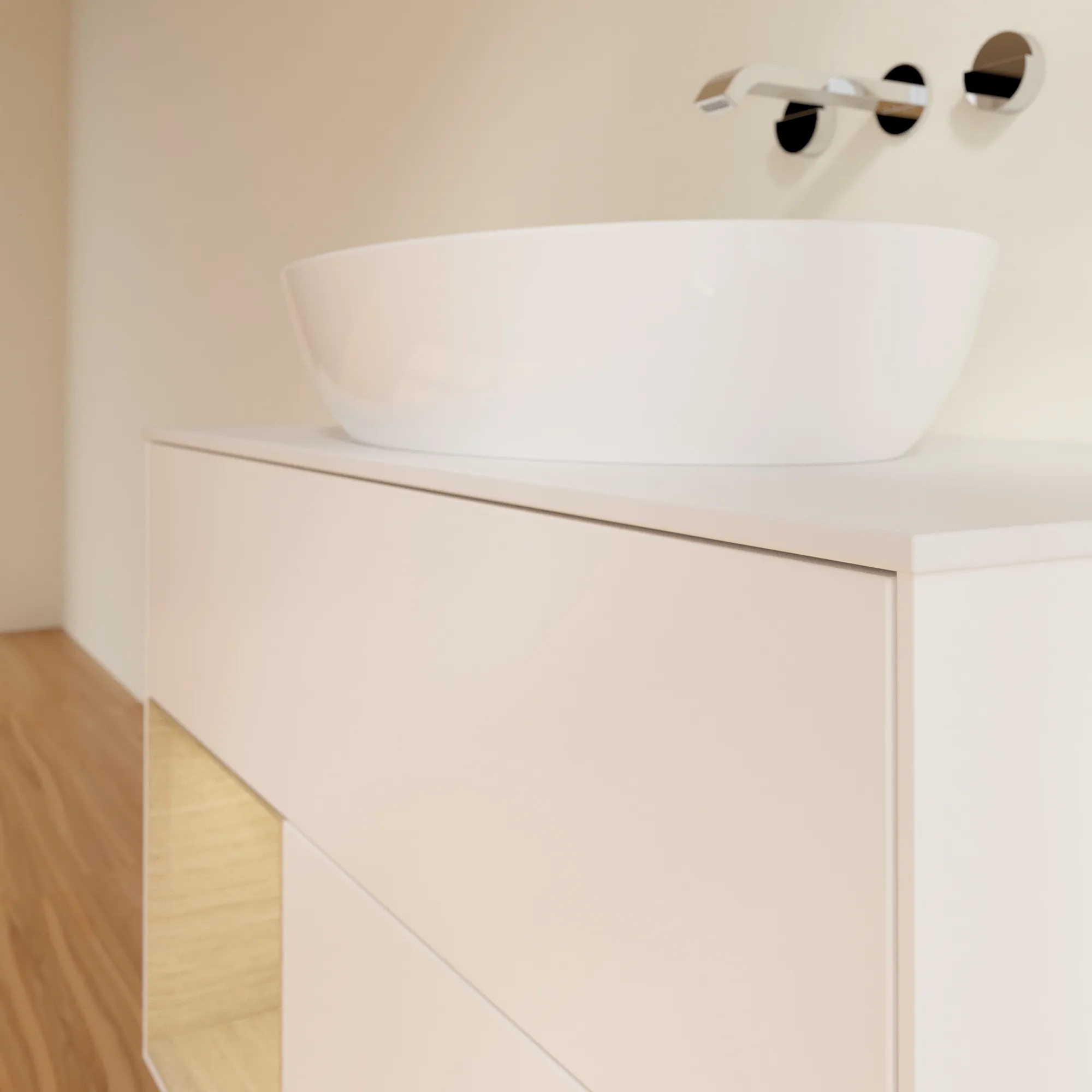 Villeroy & Boch Waschtischunterschrank „Finion“ für Schrankwaschtisch 1000 × 603 × 501 mm White Matt Lacquer, für Becken mittig, ohne Hahnlochbohrung Villeroy & Boch Waschtischunterschrank „Finion“ für Schrankwaschtisch 1000 × 603 × 501 mm White Matt Lacquer, für Becken mittig, ohne Hahnlochbohrung