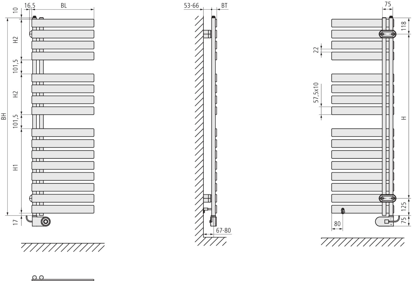 Kermi Design-Elektroheizkörper „Credo® Half® flat-E“ 60 × 143,6 cm