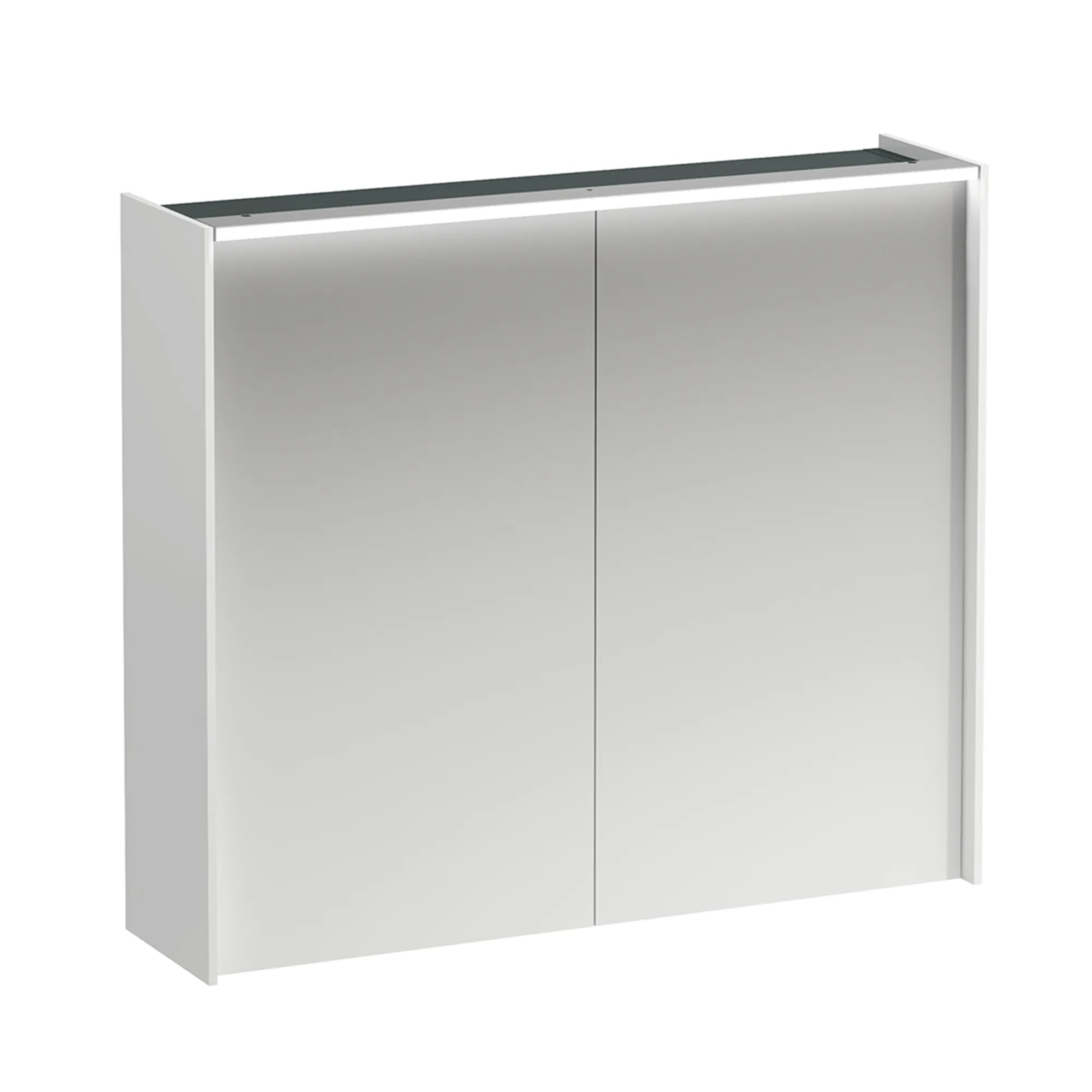 Spiegelschrank LANI LED-Beleuchtung horizontal mit Steckdose 715x820x210 2 Türen 2 Glasfachböden weiß matt