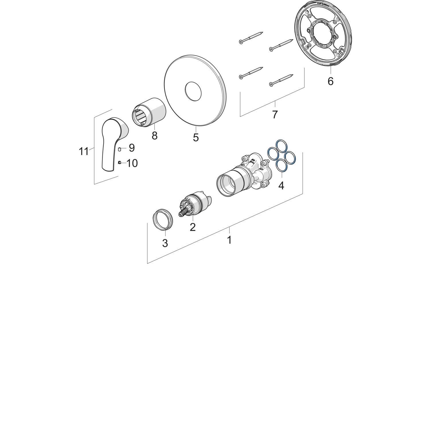 HA Einhebelmischer Fertigmontageset für Brausebatterie HANSAPINTO 8527 Rosette rund Chrom