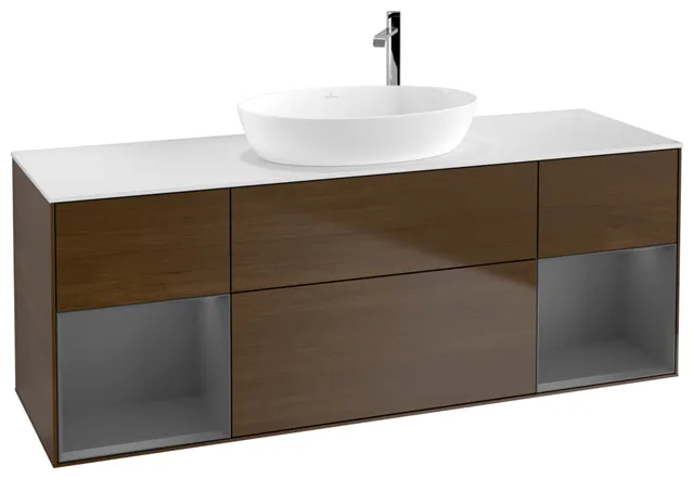 Villeroy & Boch Waschtischunterschrank „Finion“ für Schrankwaschtisch 1600 × 603 × 501 mm Walnut Veneer, für Becken mittig, mit Hahnlochbohrung Villeroy & Boch Waschtischunterschrank „Finion“ für Schrankwaschtisch 1600 × 603 × 501 mm Walnut Veneer, für Becken mittig, mit Hahnlochbohrung