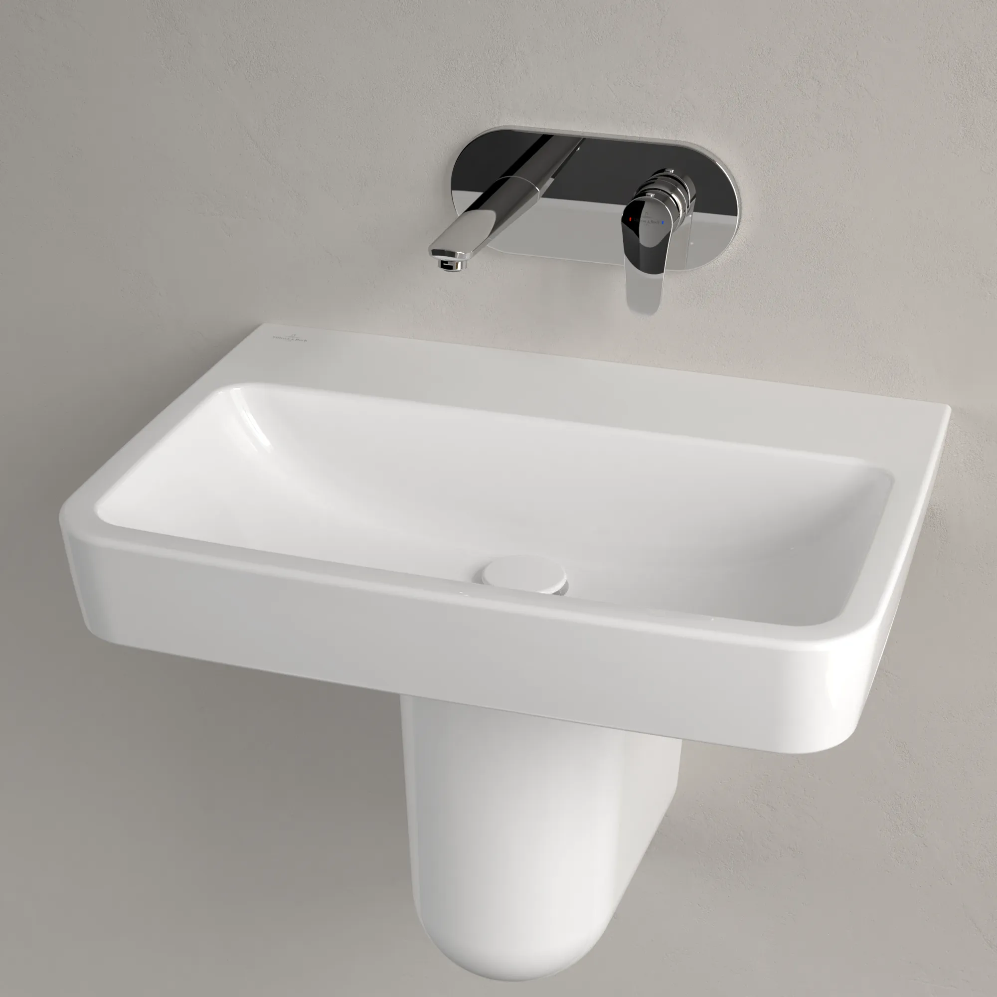 Villeroy & Boch Wandwaschtisch „O.novo“ 650 × 460 × 175 mm, für Becken mittig, ohne Hahnlochbohrung in Weiß Alpin Villeroy & Boch Wandwaschtisch „O.novo“ 650 × 460 × 175 mm, für Becken mittig, ohne Hahnlochbohrung in Weiß Alpin
