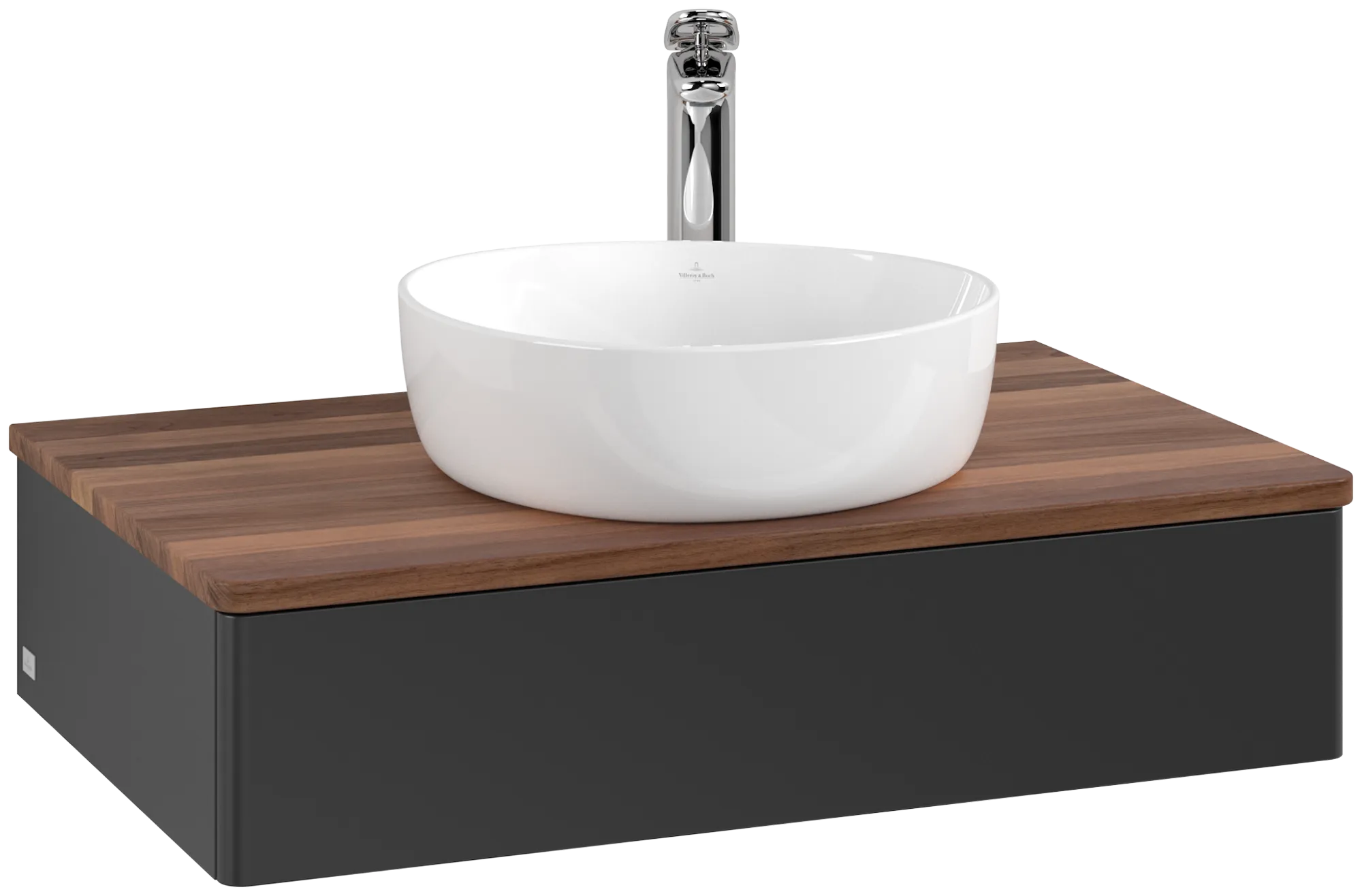 Villeroy & Boch Antao Waschbeckenunterschrank L08_5, 800x190x500mm, Black Matt Lacquer / Warm Walnut