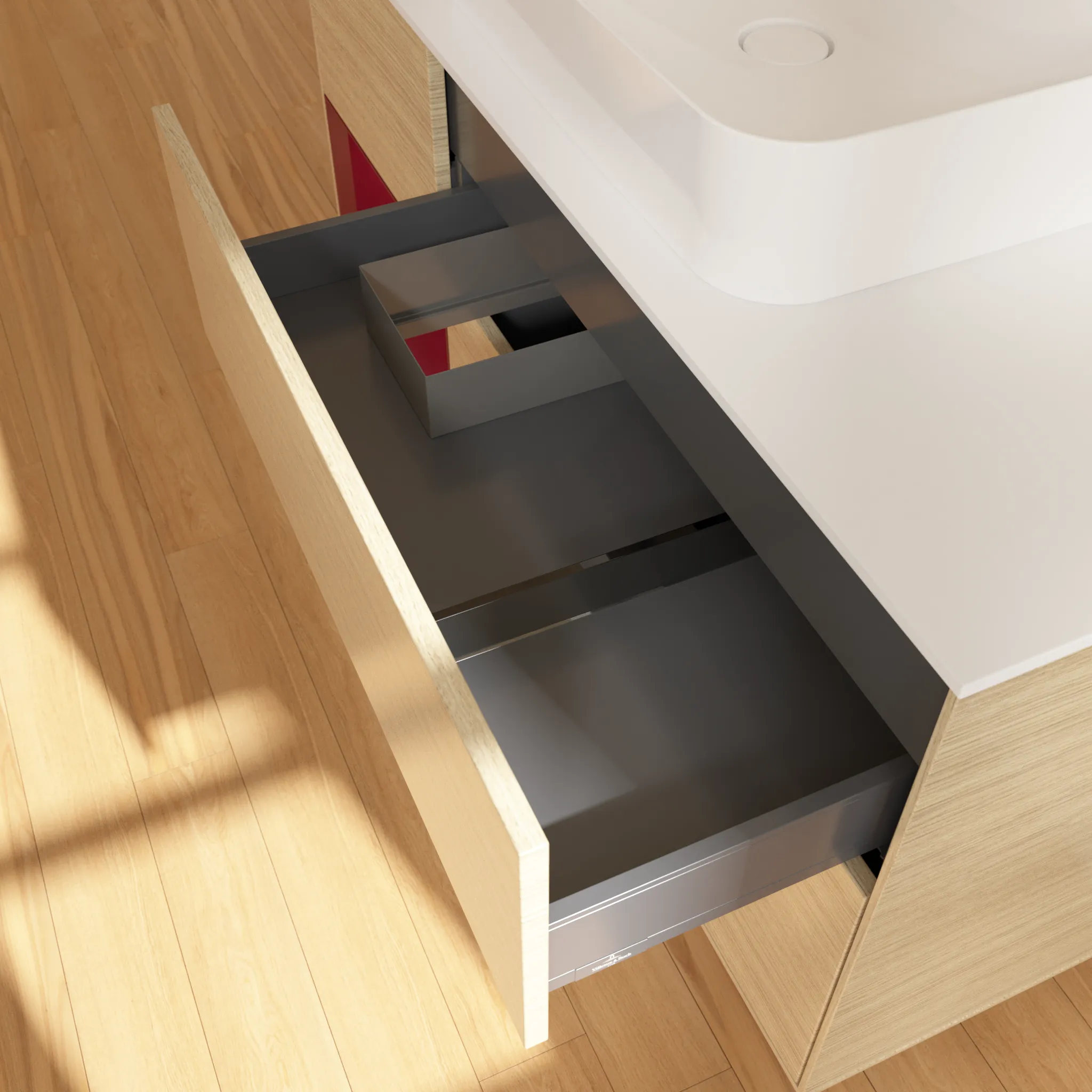 Villeroy & Boch Waschtischunterschrank „Finion“ für Schrankwaschtisch 1200 × 603 × 501 mm Oak Veneer, für Becken mittig Villeroy & Boch Waschtischunterschrank „Finion“ für Schrankwaschtisch 1200 × 603 × 501 mm Oak Veneer, für Becken mittig