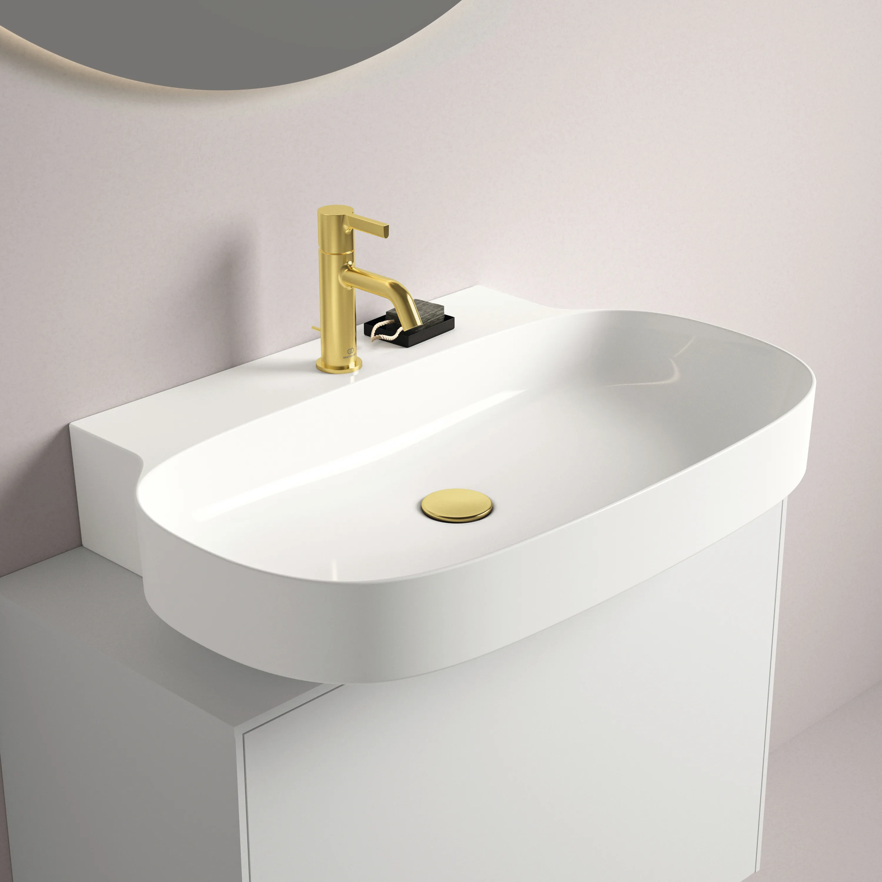 Ideal Standard Waschtisch Linda-X, 1 Hahnloch mittig, ohne Überlauf, weiß (Alpin), 750 x 500 x 135 mm