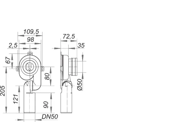 Urinal-Absaug-Siphon HL 430, DN 50 Urinal-Absaug-Siphon HL 430, DN 50