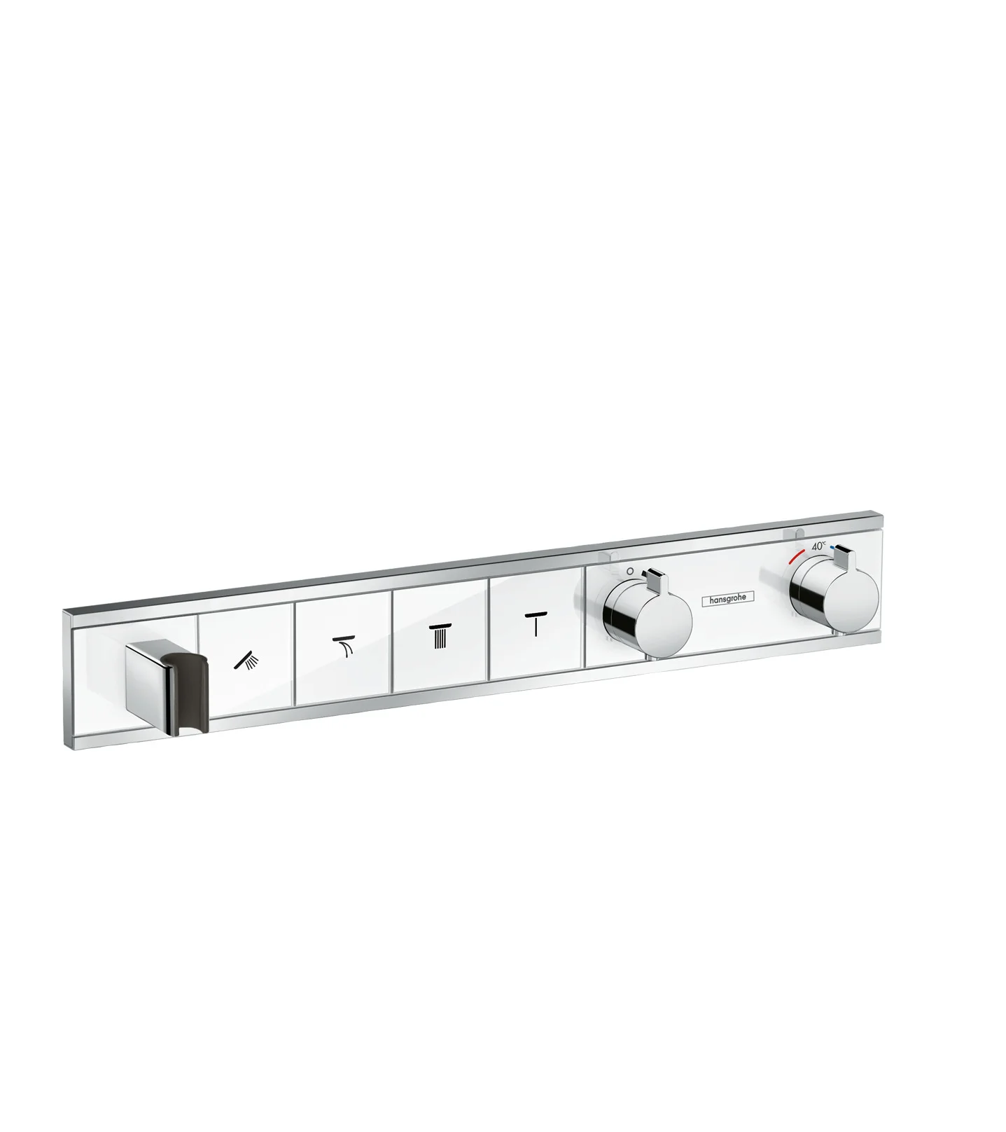 Hansgrohe RainSelect Thermostat Unterputz, 4 Verbraucher, weiß/chrom, mit integriertem Brausehalter und Tasten für Handbrause, Schwall, Rain groß, MonoRain Hansgrohe RainSelect Thermostat Unterputz, 4 Verbraucher, weiß/chrom, mit integriertem Brausehalter und Tasten für Handbrause, Schwall, Rain groß, MonoRain