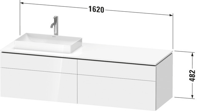 Duravit Waschtischunterschrank wandhängend „L-Cube“ 162 × 48,2 × 55 cm Nussbaum gebürstet, links
