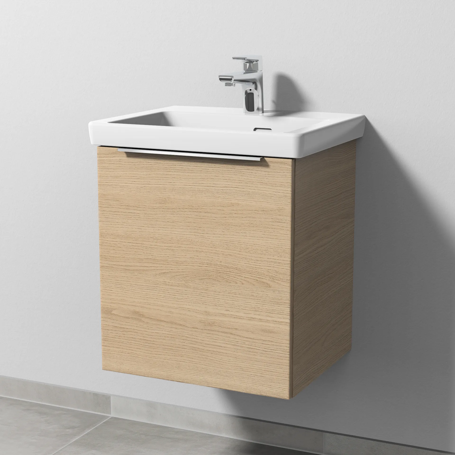 Sanipa Waschtischunterschrank „3way“ 457 × 517 × 391 mm in Eiche Nordic, Anschlag links