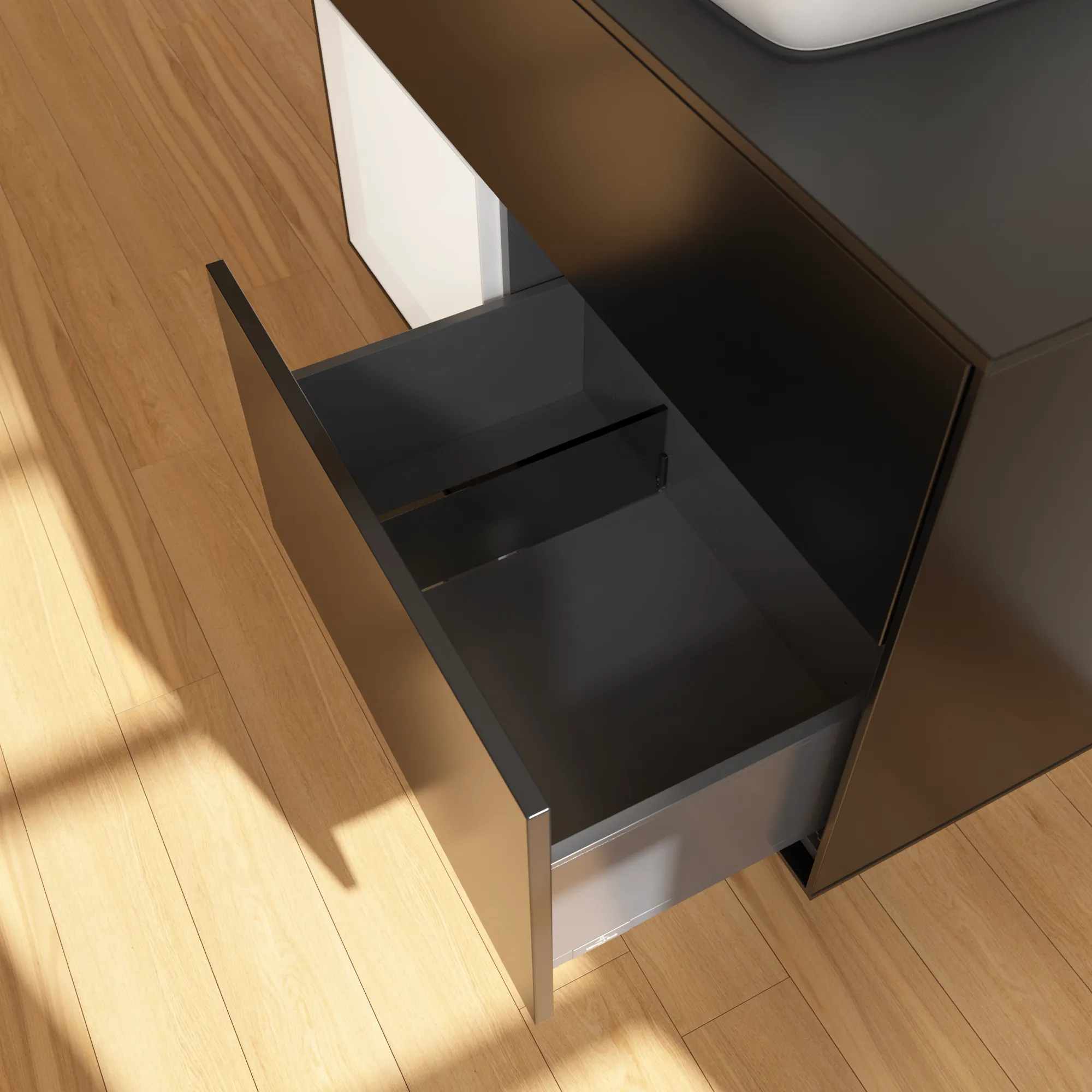 Villeroy & Boch Waschbeckenunterschrank Finion F77, 1000x603x501 mm, Black Matt Lacquer, mit Beleuchtung und SoftClosing Villeroy & Boch Waschbeckenunterschrank Finion F77, 1000x603x501 mm, Black Matt Lacquer, mit Beleuchtung und SoftClosing
