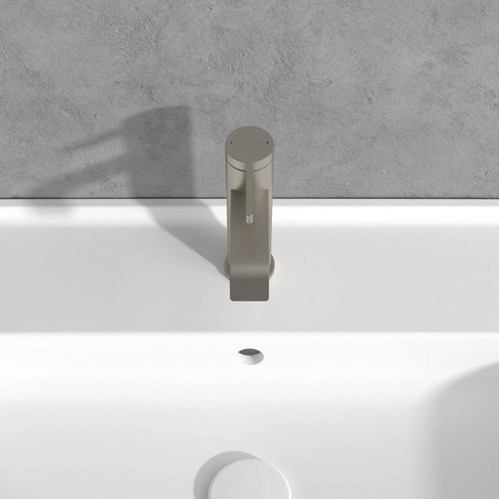 Einhand-Waschtischarmatur „Dawn“ 12,3 cm Ausladung 100 mm in Brushed Nickel Matt Einhand-Waschtischarmatur „Dawn“ 12,3 cm Ausladung 100 mm in Brushed Nickel Matt