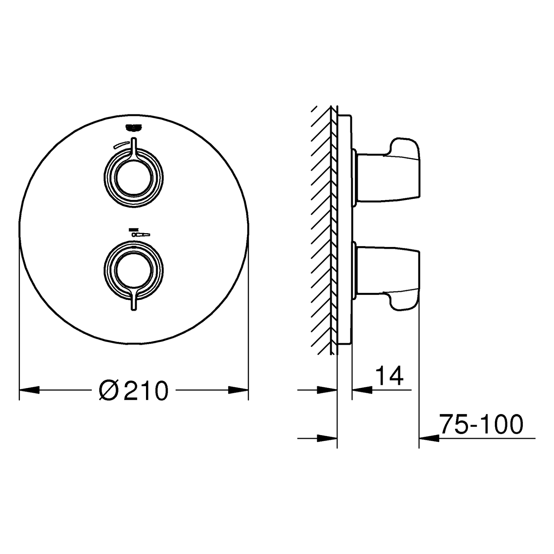 Thermostat-Brausebatterie Grohtherm Special 29094, Fertigmontageset für Rapido T, chrom