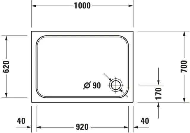 Duravit rechteck Duschwanne „D-Code“ 100 × 70 cm 