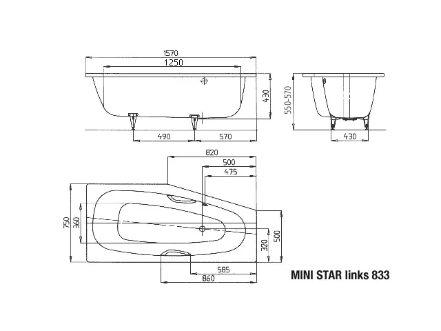 Kaldewei Badewanne „Mini“ Star trapez fünfeck 157 × 75 cm, mit Grifflochbohrungen, links in alpinweiß Kaldewei Badewanne „Mini“ Star trapez fünfeck 157 × 75 cm, mit Grifflochbohrungen, links in alpinweiß