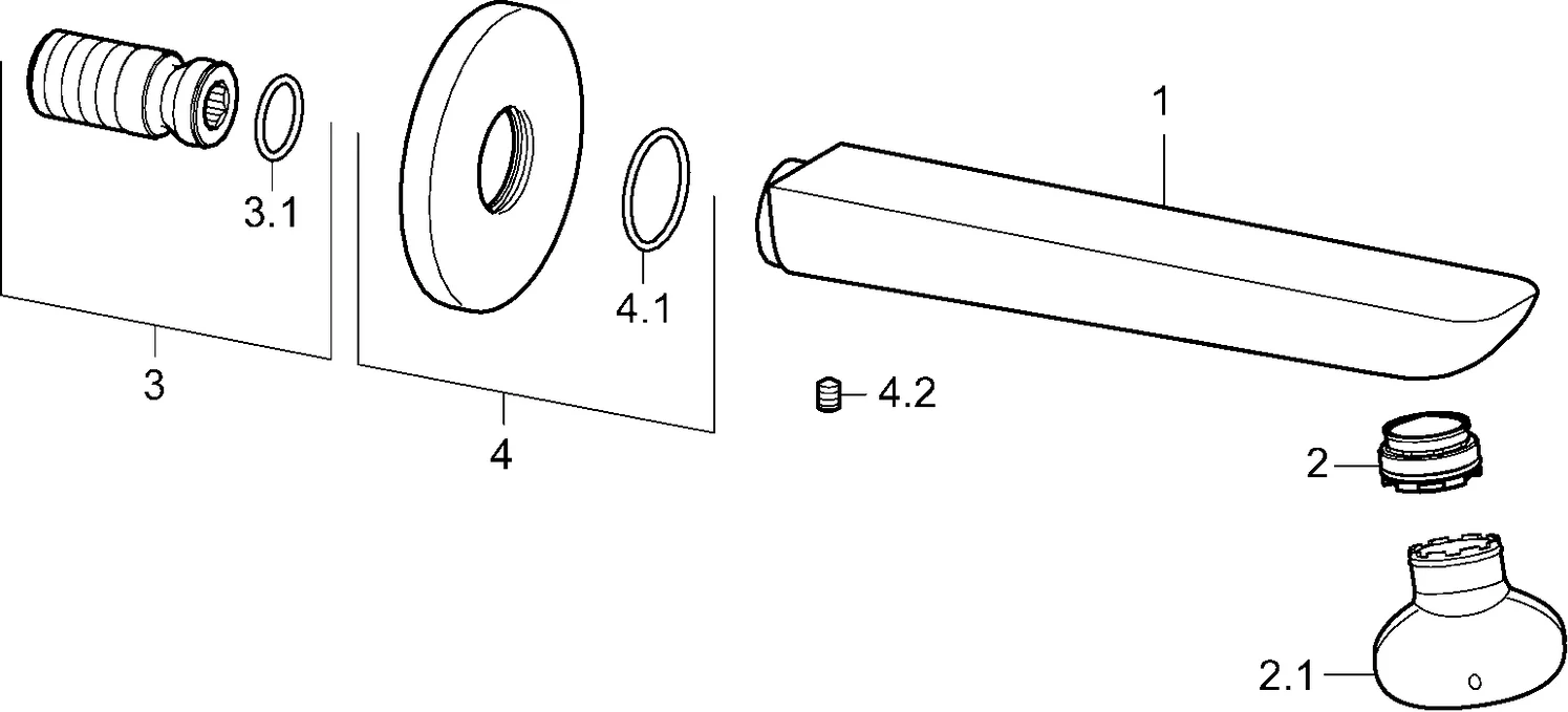 HansaLIGNA Auslauf 0682 Rosette eckig, rund L=180, Ausladung 180 mm DN15 Chrom