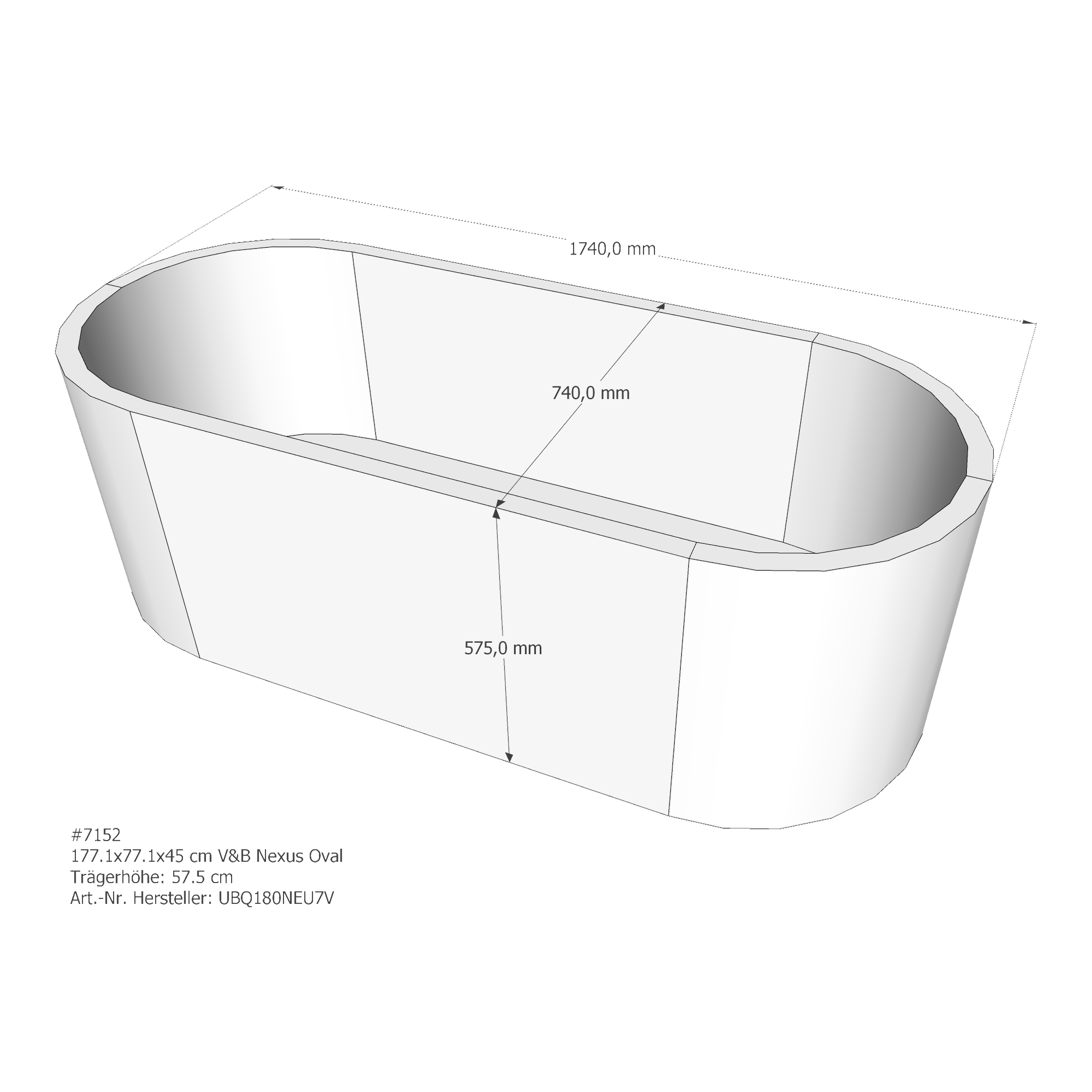 Badewannenträger für Villeroy & Boch Nexus 177,1 × 77,1 × 45 cm