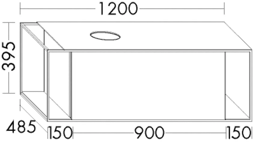 Waschtischunterschrank Junit SFRJ120 von burgbad – eloxierter Alurahmen Schwarz, 485 mm tief, 1.200 mm breit, 395 mm hoch