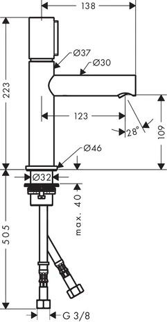 Waschtischmischer 110 Axor Uno Select ohne Ablaufgarnitur chrom