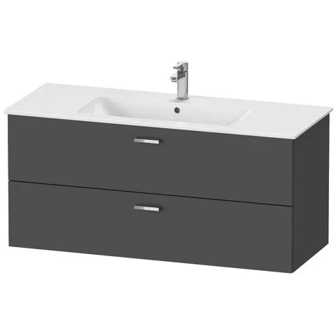 Duravit Waschtischunterschrank mit Waschtischunterbau und Spiegel „XBase“ 123 × 200 × 49 cm in Graphit Matt