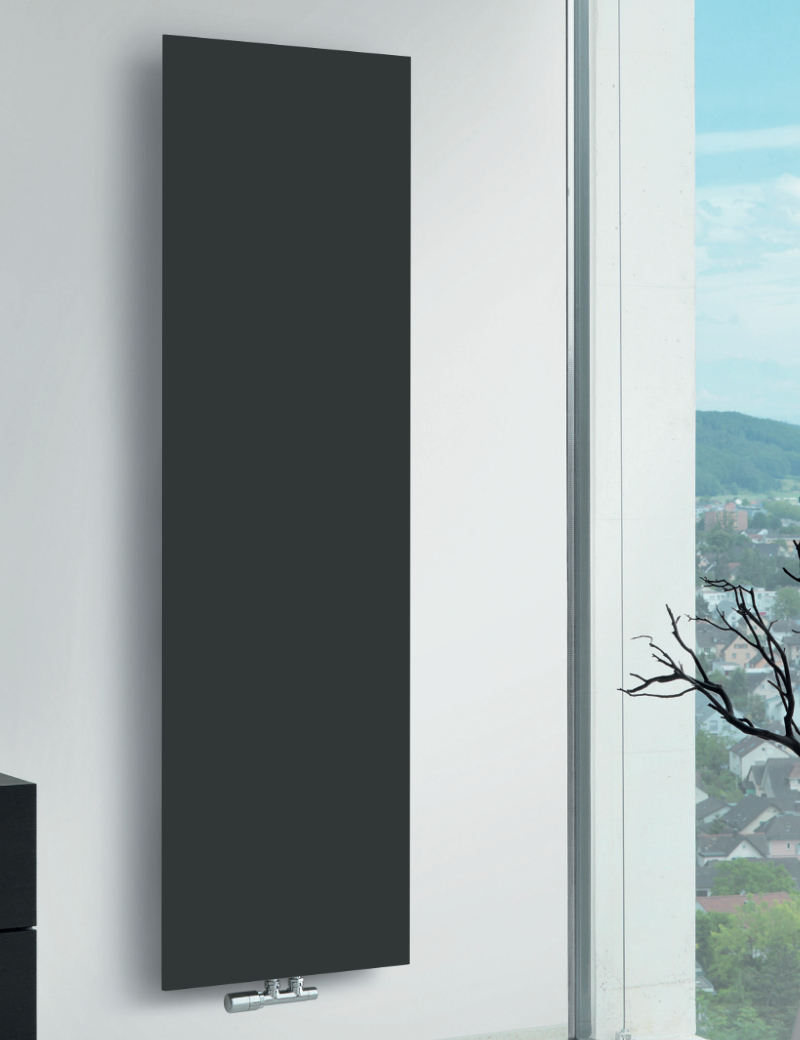 Zehnder Design-Heizkörper Warmwasserbetrieb Ausführung einlagig „Arteplano“ 45,3 × 201,3 cm, einlagig in Anthracite Grey (RAL 7016, glänzend)