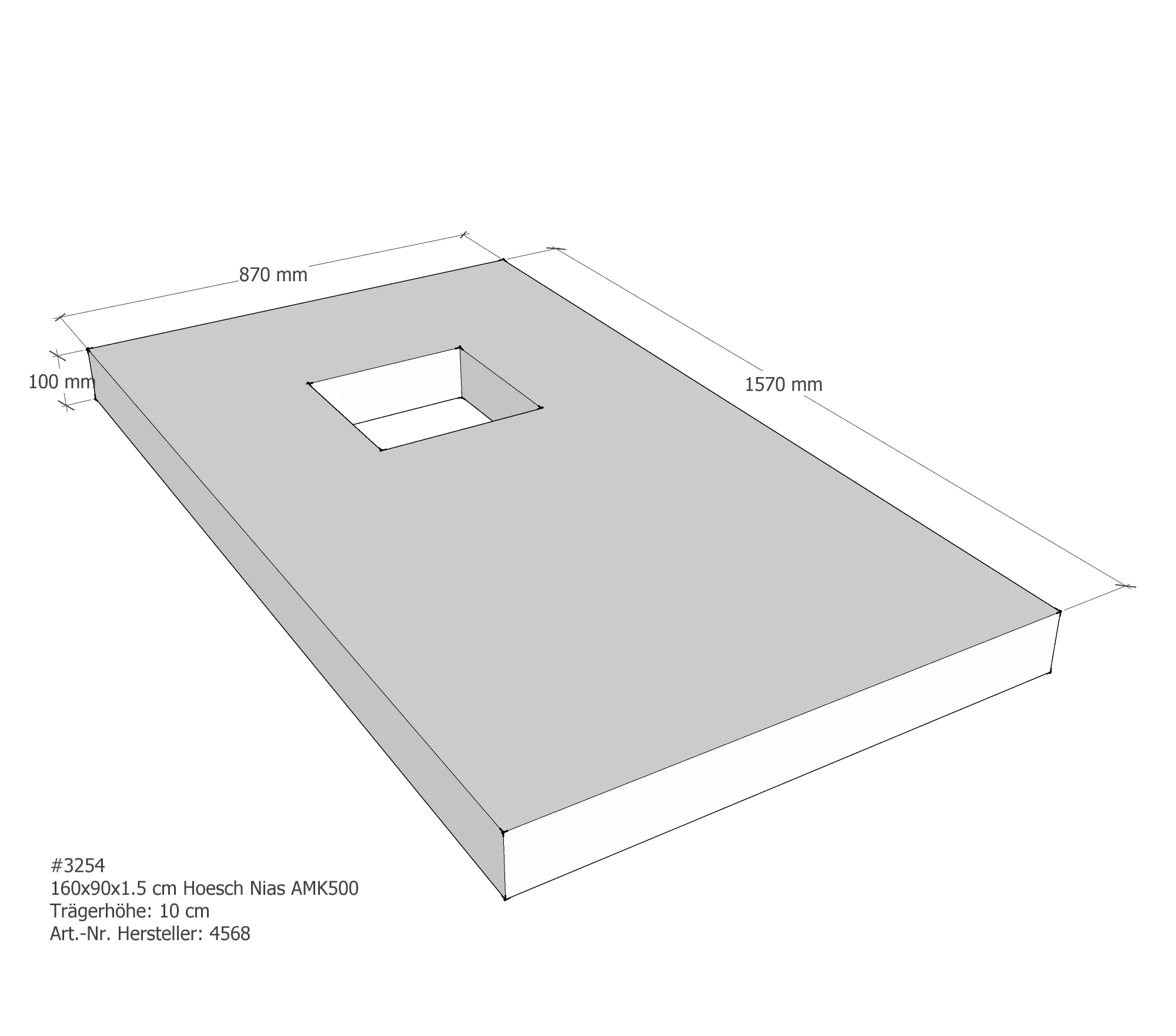 Duschwannenträger für Hoesch Nias 160 × 90 × 1,5 cm Breite: 90 cm / Länge: 160 cm Duschwannenträger für Hoesch Nias 160 × 90 × 1,5 cm Breite: 90 cm / Länge: 160 cm