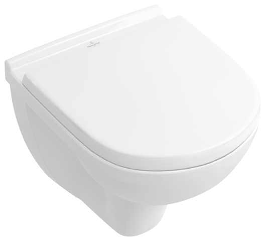 Tiefspül-WC Compact O.novo 568810, 360 x 490 x 330 mm, Oval, wandhängend, Abgang waagerecht, Weiß Alpin