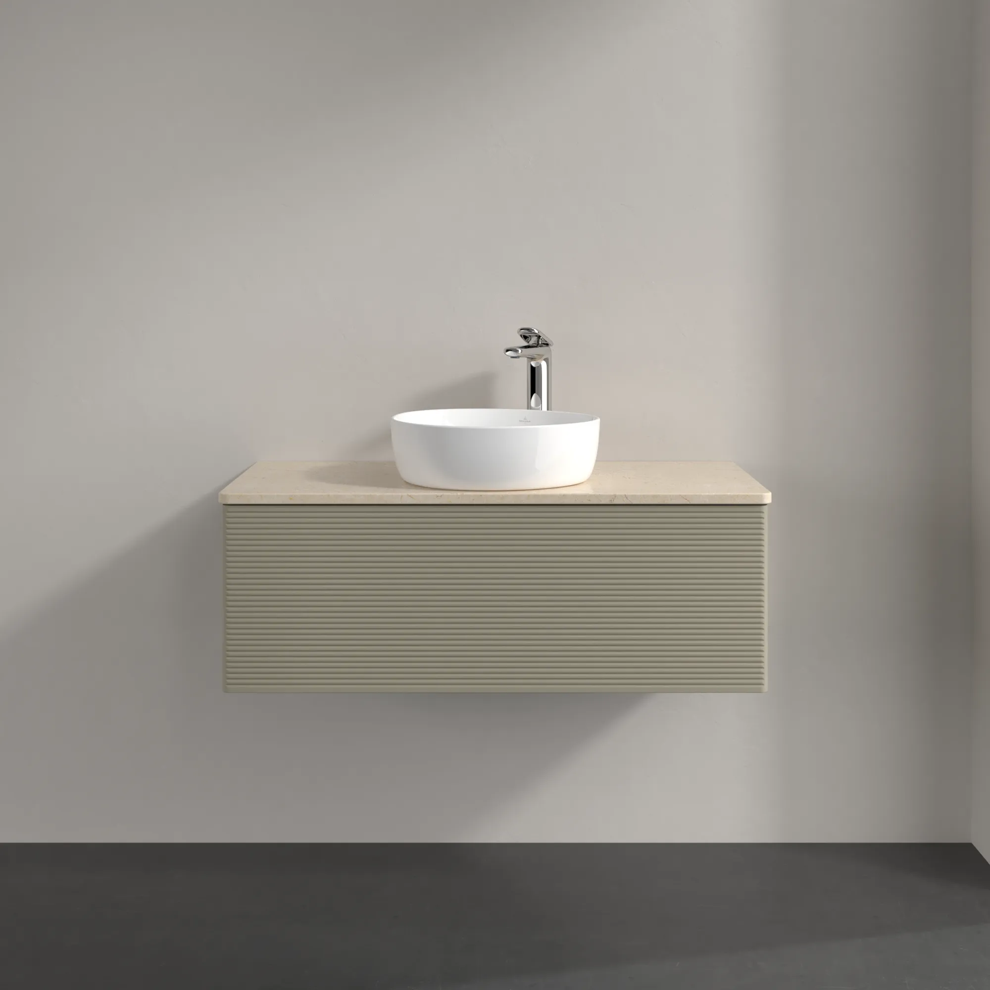 Villeroy & Boch Waschtischunterschrank „Antao“ 1000 × 360 × 500 mm Stone Grey Matt Lacquer, für Becken mittig, mit Beleuchtung Villeroy & Boch Waschtischunterschrank „Antao“ 1000 × 360 × 500 mm Stone Grey Matt Lacquer, für Becken mittig, mit Beleuchtung