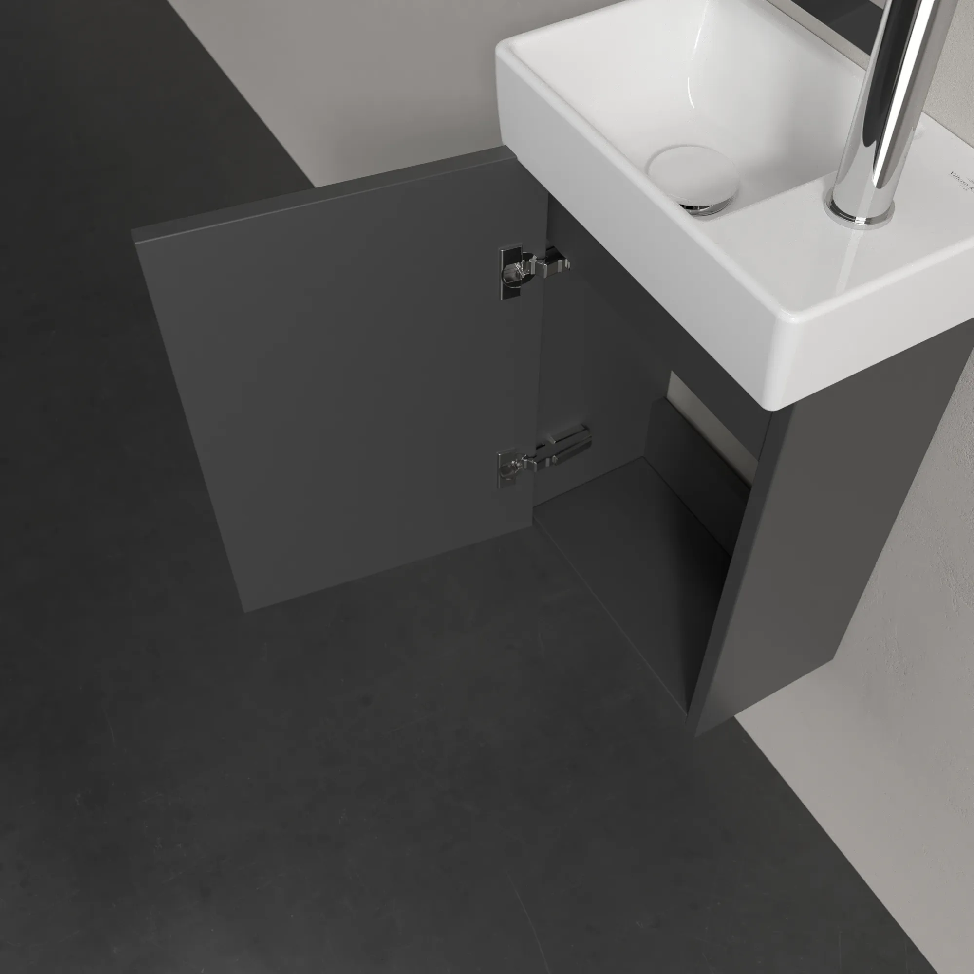 Villeroy & Boch Waschtischunterschrank mit Tür „Avento“ für Schrankwaschtisch 340 × 514 × 202 mm Graphite, Anschlag rechts, Soft Closing, 1 Tür Villeroy & Boch Waschtischunterschrank mit Tür „Avento“ für Schrankwaschtisch 340 × 514 × 202 mm Graphite, Anschlag rechts, Soft Closing, 1 Tür