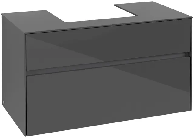 Villeroy & Boch Waschtischunterschrank „Collaro“ 1000 × 548 × 500 mm Glossy Grey, ohne Beleuchtung, für Becken mittig