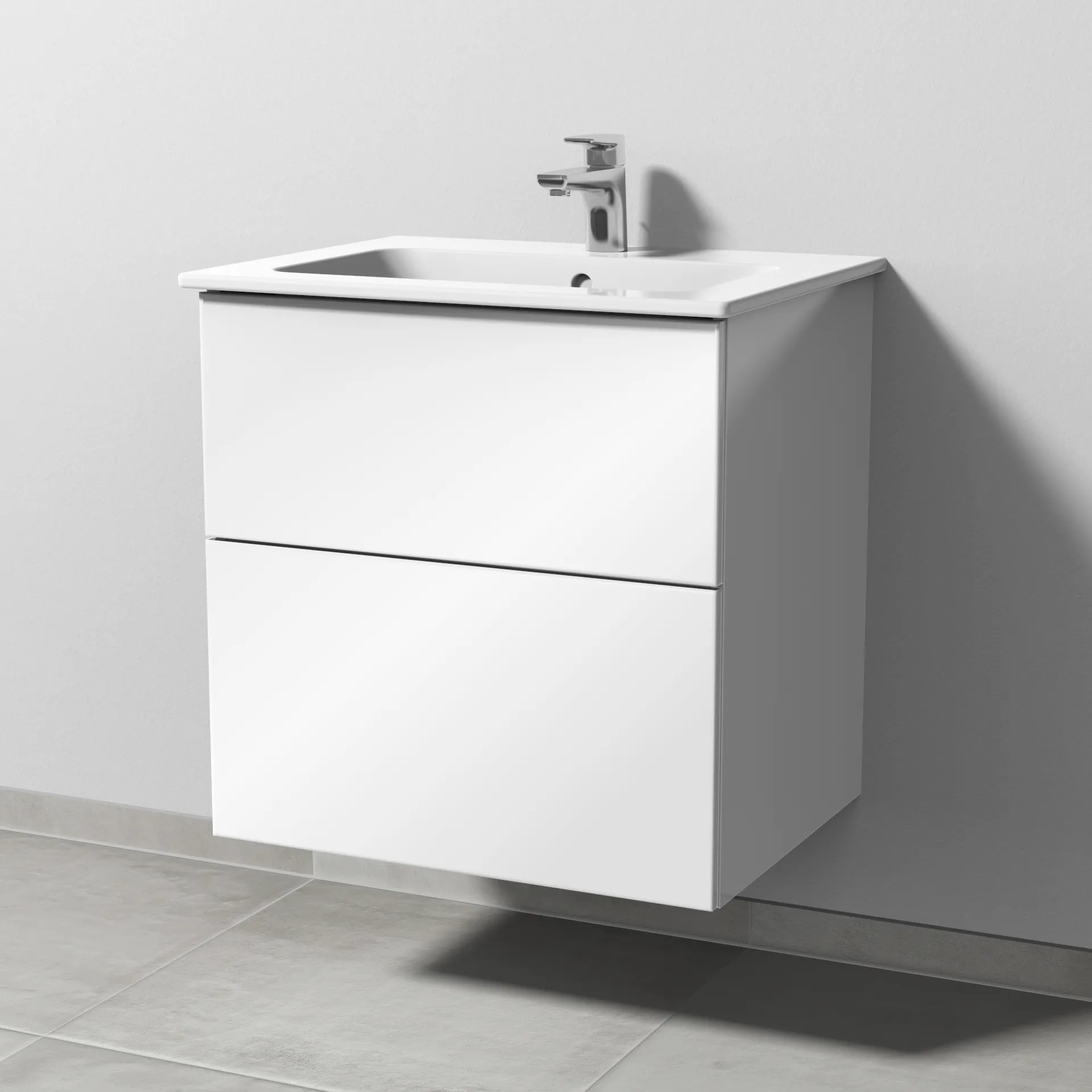 Sanipa Waschtischunterschrank „3way“ passend zu Keramik-Waschtische ME by Starck von Duravit 600 × 613 × 467 mm in Weiß (glanz)