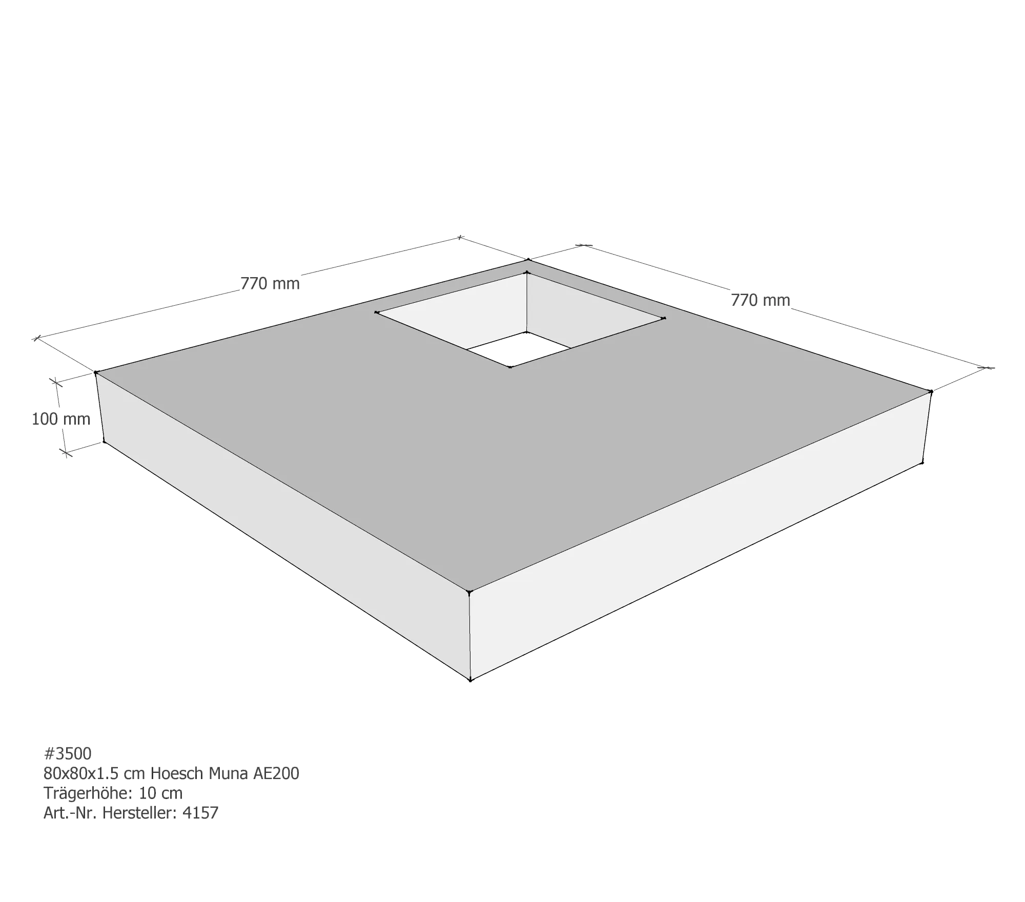 Duschwannenträger für Hoesch Muna 80 × 80 × 1,5 cm