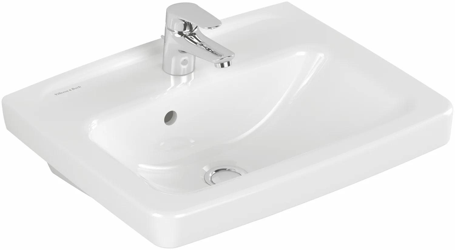 Villeroy & Boch Waschbecken „Newo“ 500 × 400 × 175 mm, Hahnlochposition mittig in Weiß Alpin