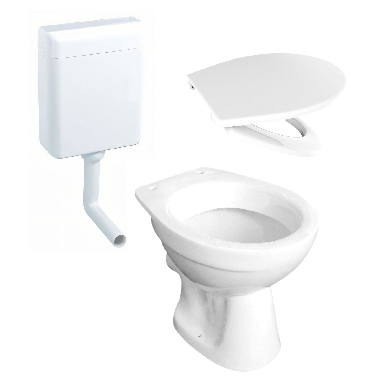 Set-Stand-WC mit Sitz und Spülkasten Set-Stand-WC mit Sitz und Spülkasten