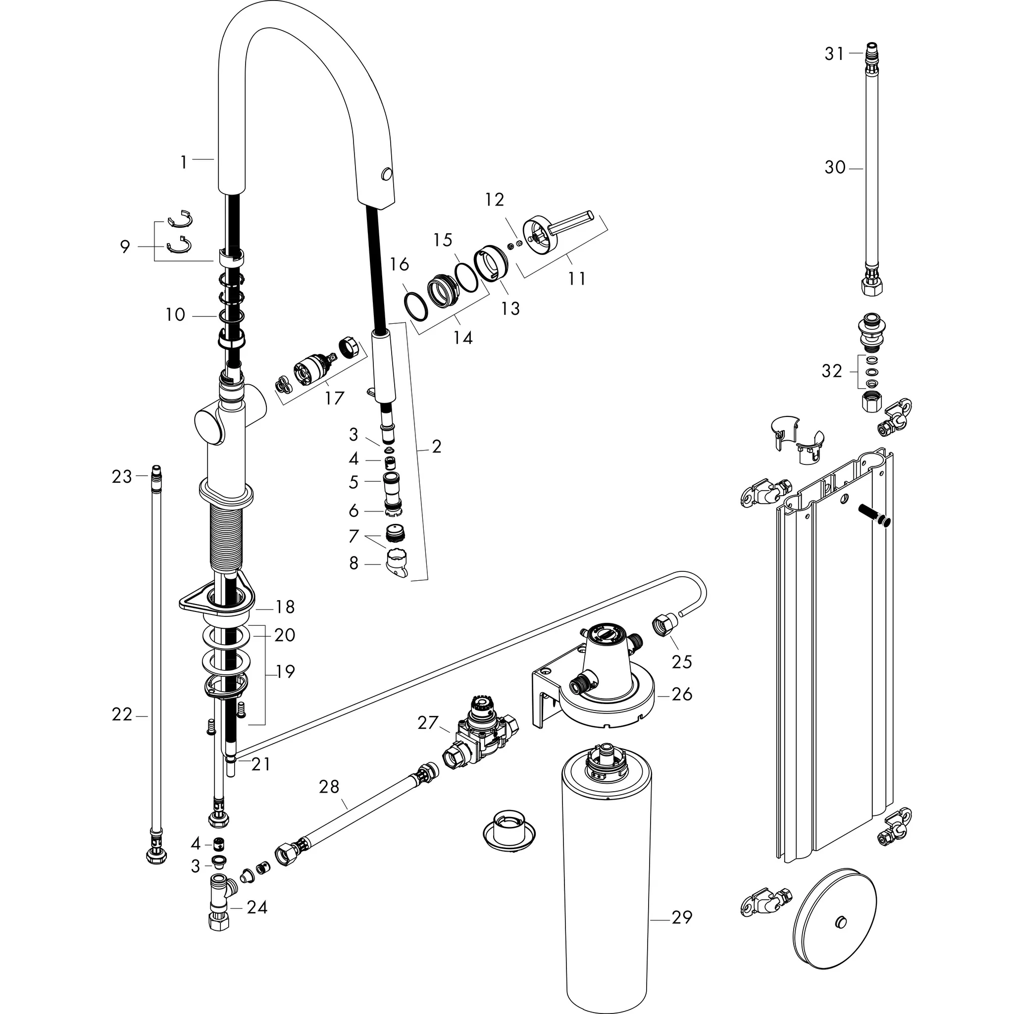 Aqittura M91 FilterSystem 210, Ausziehauslauf, 1jet, sBox Chrom