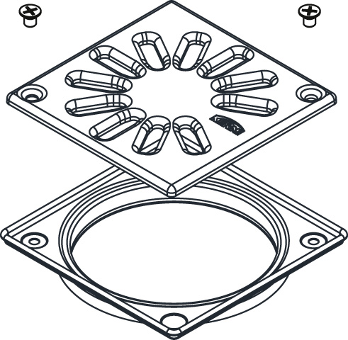 POINT Ablaufrahmen und Ablaufabdeckung Basic verschraubbar, Länge 120 mm Breite 120 mm, für POINT Ablauf