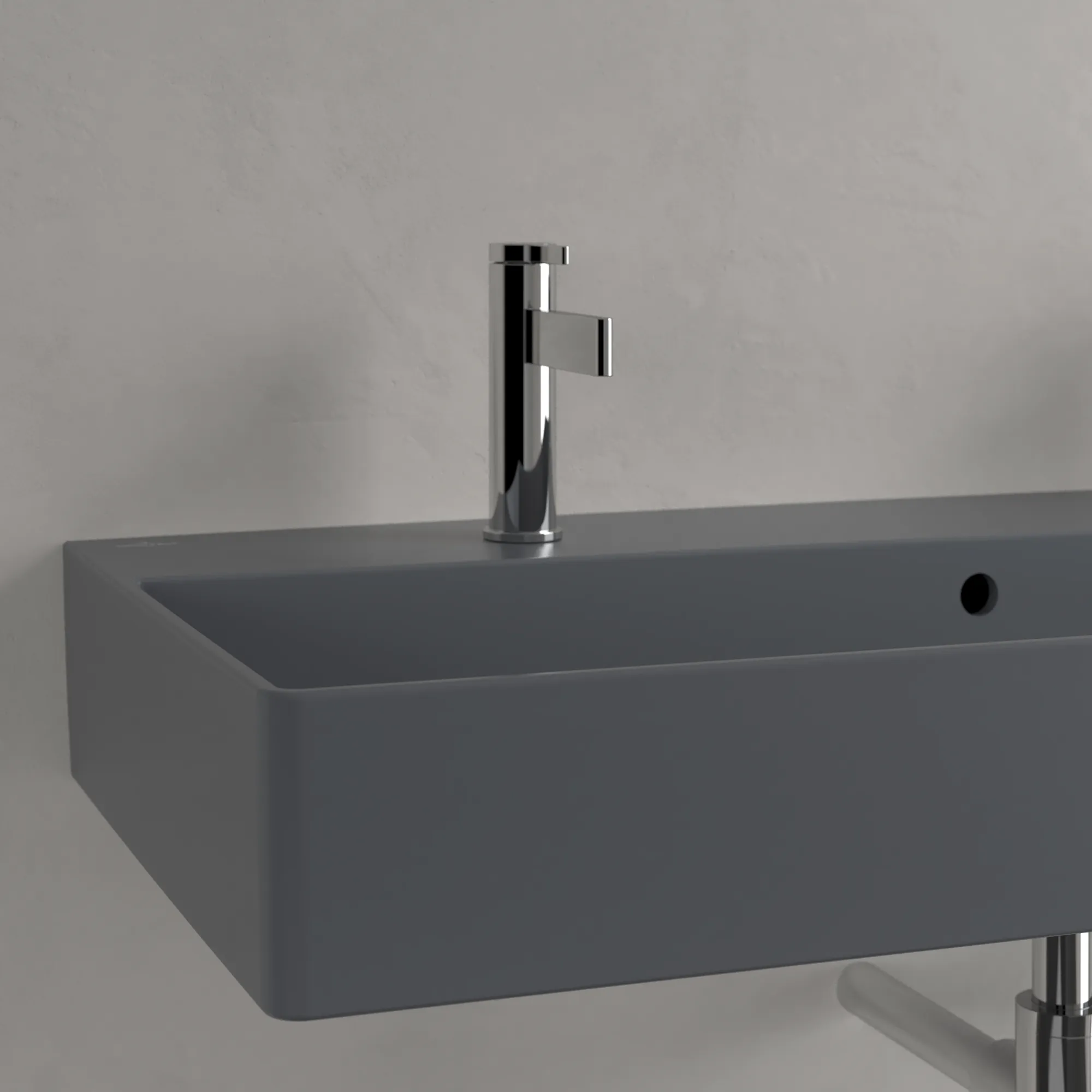 Villeroy & Boch Wandwaschtisch aus TitanCeram geschliffen „Memento 2.0“ 1000 × 470 × 135 mm, Hahnlochposition links und rechts, mit Hahnlochbohrung in Graphite