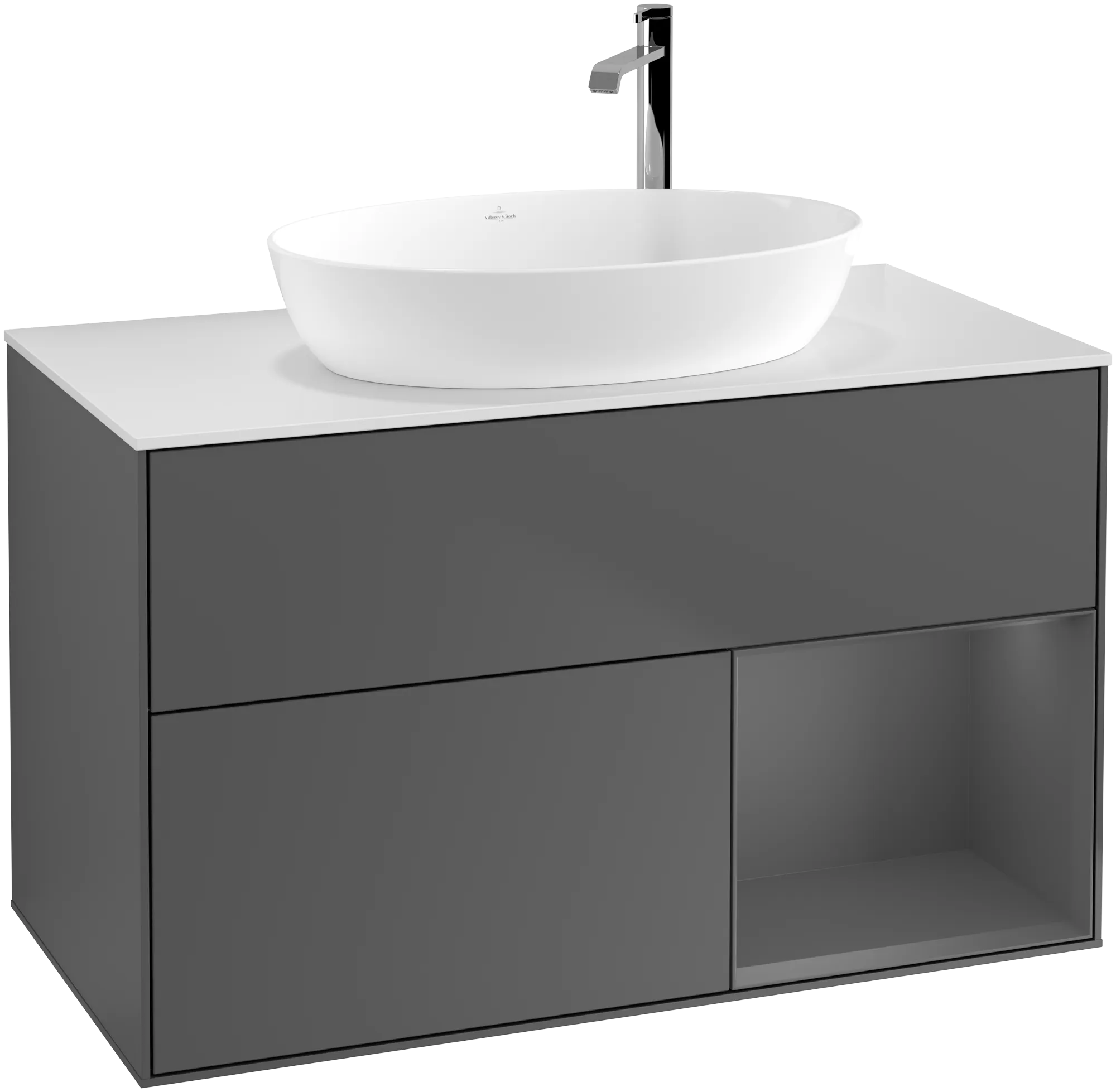 Villeroy & Boch Finion Waschbeckenunterschrank G90 1000x603x501mm Anthrazit Matt/Glas Weiss