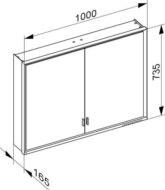 Royal Lumos 14304172301 Spiegelschrank Royal Lumos Wandvorbau, lange Türen 1000 × 735 × 165 mm silber-eloxiert