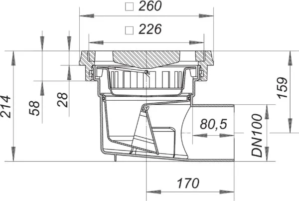 Hof- und Parkdeckablauf 605.1, DN 100 Hof- und Parkdeckablauf 605.1, DN 100