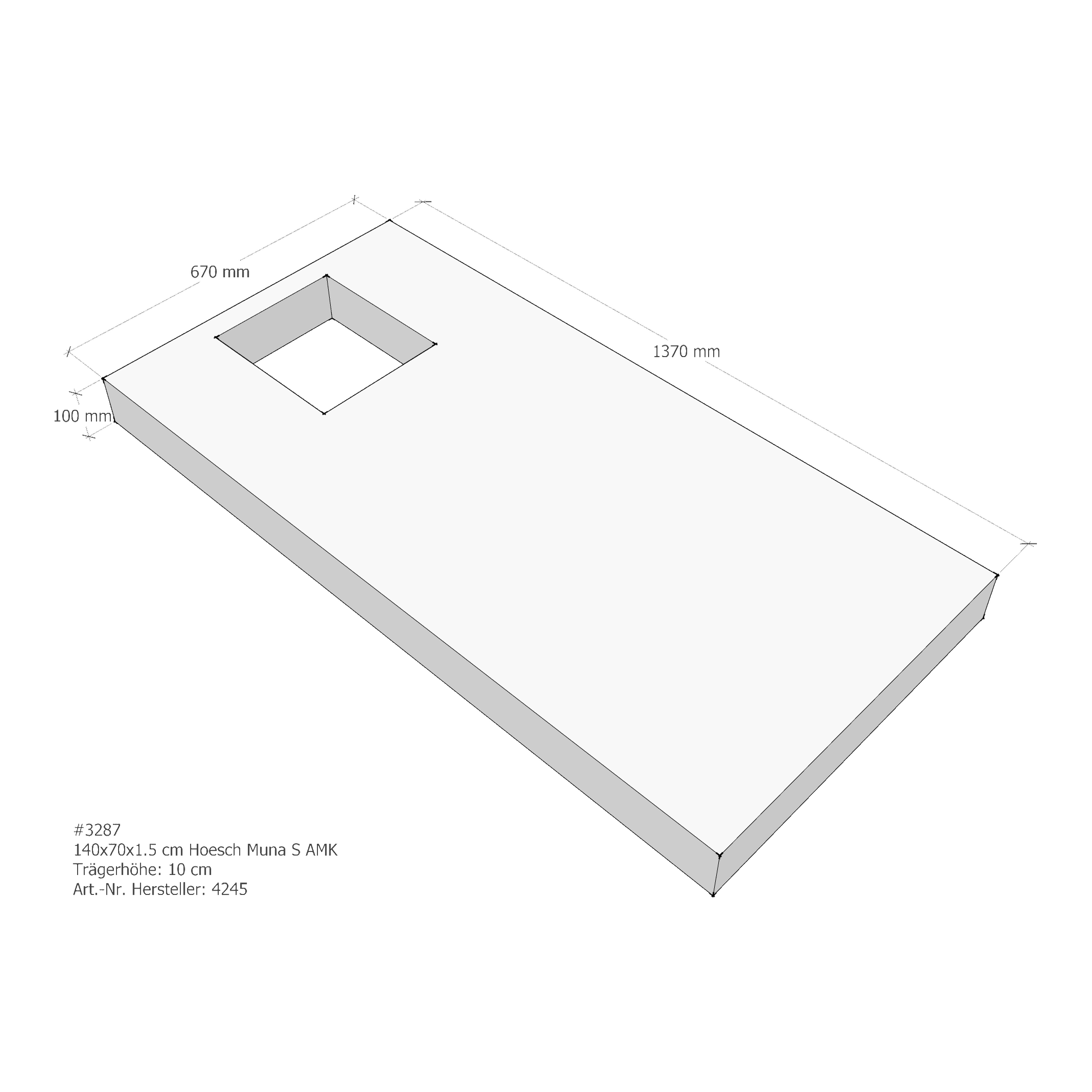 Duschwannenträger für Hoesch Muna S 140 × 70 × 1,5 cm Breite: 70 cm / Länge: 140 cm