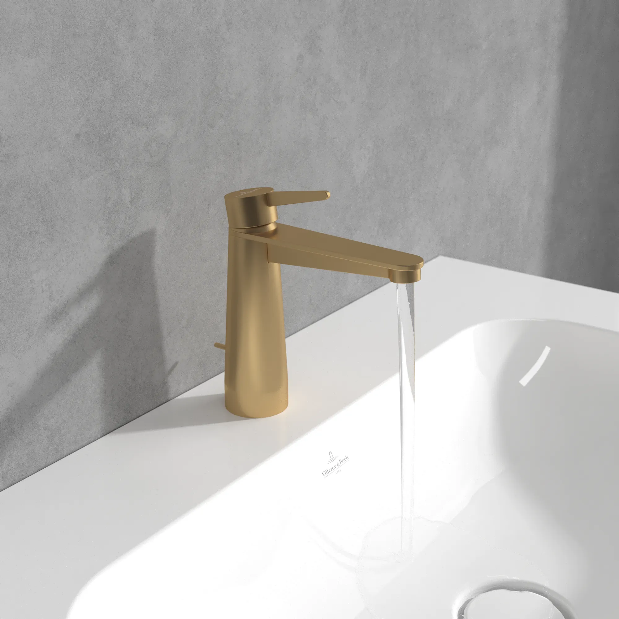 Villeroy & Boch Conum Einhebel-Waschtischarmatur, Brushed Gold, 49x165x169 mm, Keramikkartusche, Laminarstrahl, SmartPressure