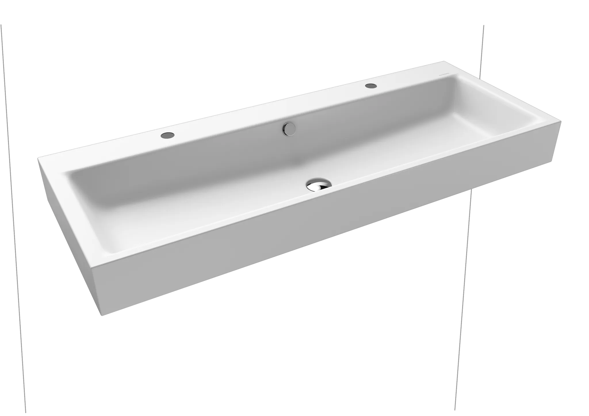 Doppelwaschtisch „Puro“ 120 × 46 cm in alpinweiß matt, mit Perl-Effekt